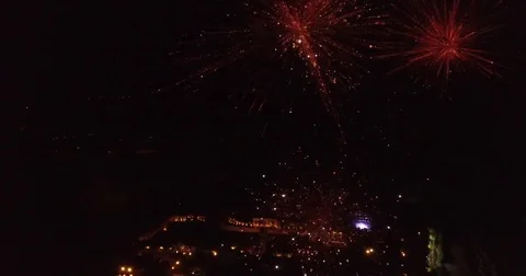 Aerial View of Fireworks Stock Footage 73705902