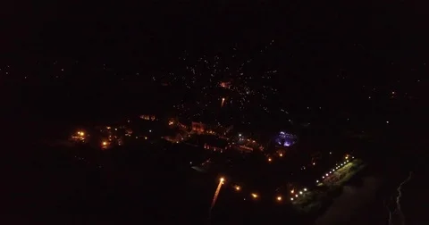 Aerial View of Fireworks Stock Footage 73706135