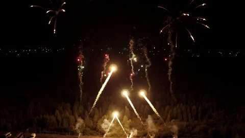 Aerial view of fireworks Stock Footage 90737827