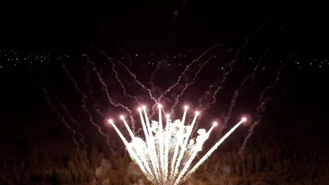 Aerial view of fireworks Stock Footage 90737863