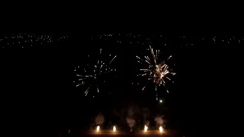 Aerial view of fireworks Stock Footage 91282317