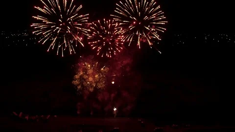 Aerial view of fireworks Stock Footage 94629975