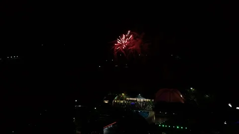 Aerial view of fireworks Stock Footage 129171591