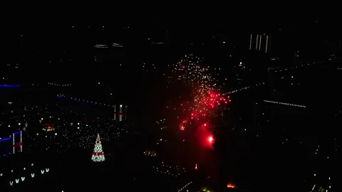 Aerial view of fireworks Stock Footage 229709345