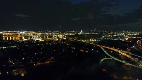 Aerial View Fireworks Gloucester New Jersey Philadelphia Background Stock Footage 77289078