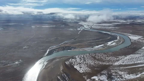 Aerial view of the First Bend of the Yellow River in Zoige Stock Footage 332588433