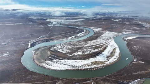 Aerial view of the First Bend of the Yellow River in Zoige Stock Footage 332588445