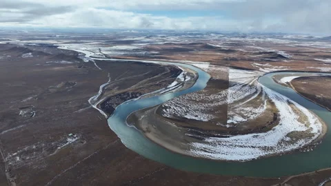 Aerial view of the First Bend of the Yellow River in Zoige Video stock 332588446