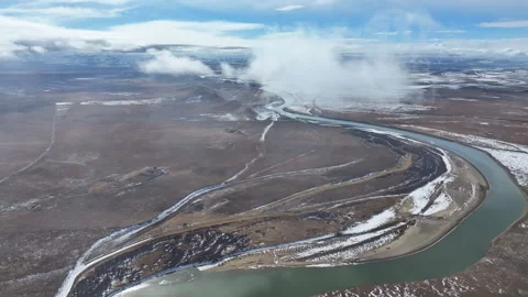 Aerial view of the First Bend of the Yellow River in Zoige Video stock 332588448