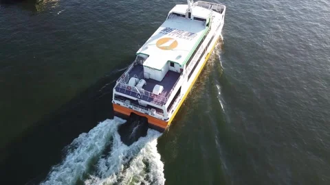 Aerial View of First Ferry, Cheung Chau Island, Hong Kong Stock-Footage 238761020