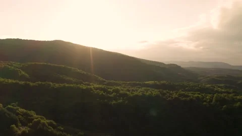 Aerial view of first morning light at Zumberak and Samobor mountain, Croatia. Video stock 131844573