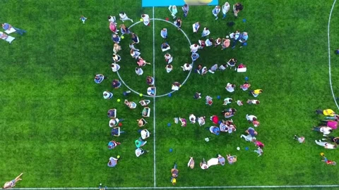 Aerial view of flash mob Stock Footage 130837812