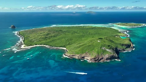 Aerial view: Flat island, Mauritius. Stock Footage 245012953