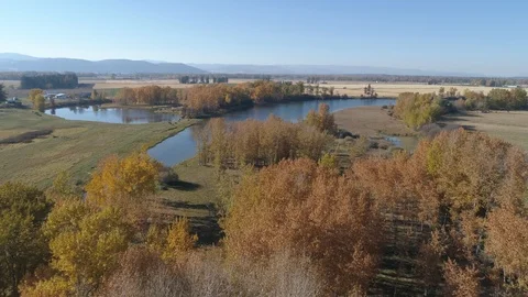 Aerial view of flathead River in Northwest Montana, 4K Stock Footage