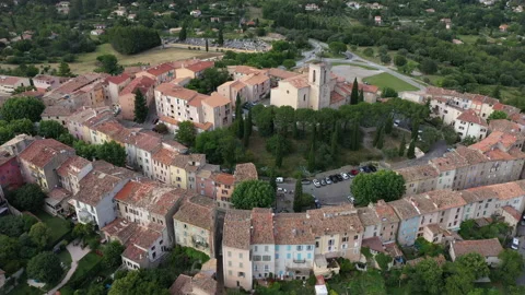 Aerial view of Flayosc Stock Footage 136543866