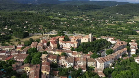 Aerial view of Flayosc Video stock 136543975