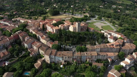 Aerial view of Flayosc Video stock 136544000