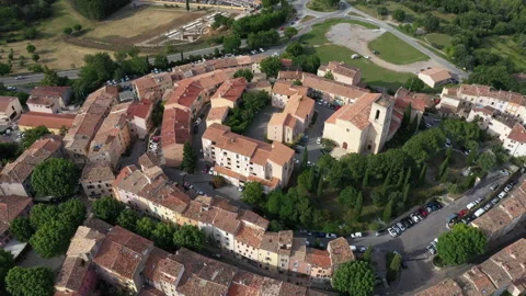 Aerial view of Flayosc Video stock 136544147