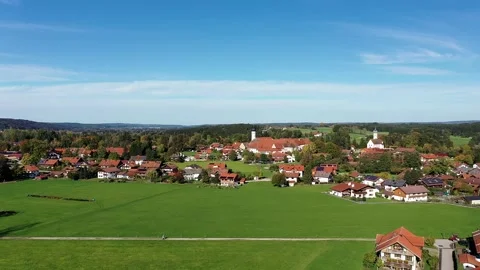 Aerial view, flight auf  Monastery of the Salesians or Beuerberg Monastery, E Stock Footage 183136965