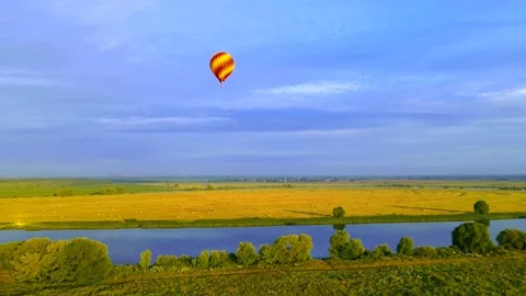 Aerial view of the flight of balloons Stock Footage 240963463