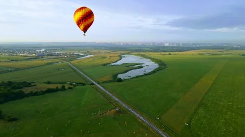 Aerial view of the flight of balloons Stock Footage 240963740