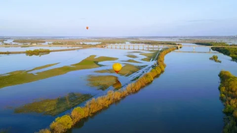 Aerial view of the flight of balloons Stock Footage 240966093