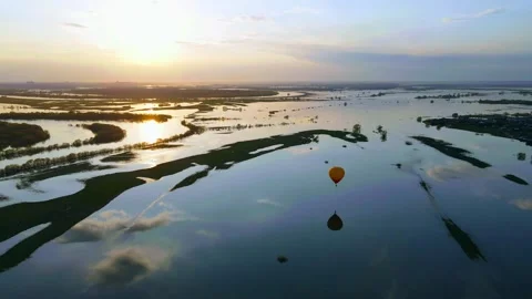 Aerial view of the flight of balloons Stock Footage 240966369