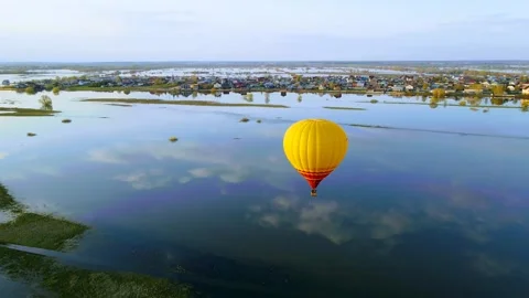Aerial view of the flight of balloons Stock Footage 240966388