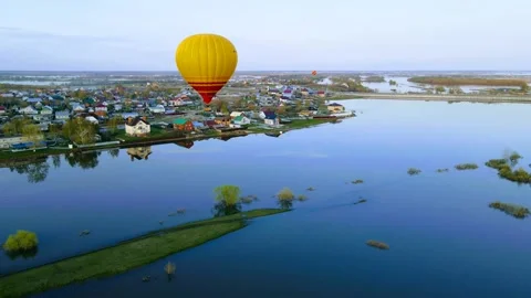 Aerial view of the flight of balloons Stock Footage 240966503