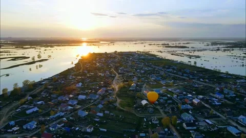 Aerial view of the flight of balloons Stock Footage 240966891