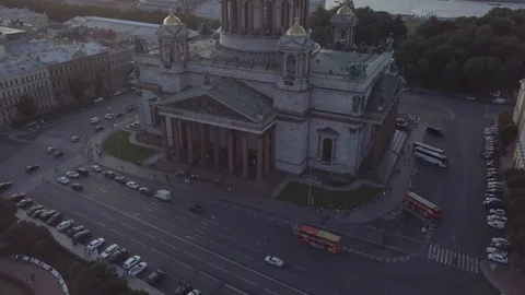 Aerial view flight from the bottom up to St. Isaac's Cathedral Stock Footage 127248948