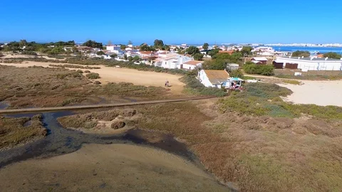 Aerial view. Flight of the drone above the Armona Island. Shooting video. Stock Footage 106857500