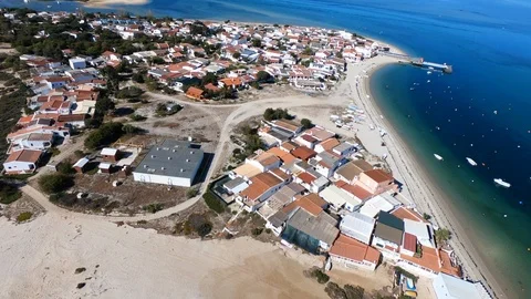 Aerial view. Flight of the drone above the Armona Island, Algarve, Portugal Stock Footage 106858499