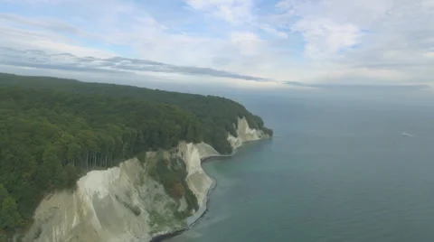 Aerial View - Flight High Above Cliff Of Rügen Island And Forest Stock Footage 36836066