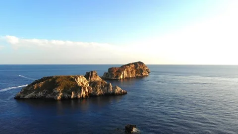 Aerial view, Flight  on the islas Malgrats and Santa Ponca, Mallorca, Baleari Stock Footage 102275310