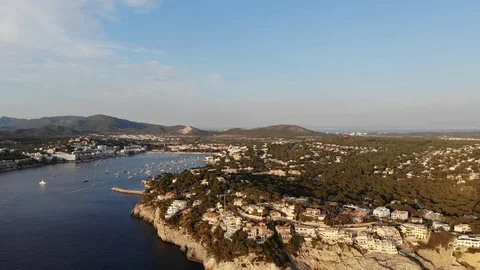 Aerial view, Flight  on the islas Malgrats and Santa Ponca, Mallorca, Baleari Stock Footage 102275553