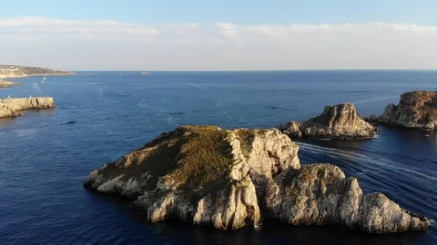 Aerial view, Flight  on the islas Malgrats and Santa Ponca, Mallorca, Baleari Stock Footage 102276287