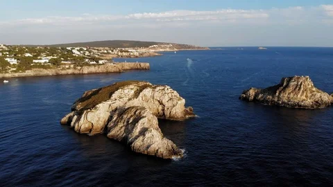 Aerial view, Flight  on the islas Malgrats and Santa Ponca, Mallorca, Baleari Stock Footage 102276463