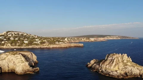 Aerial view, Flight  on the islas Malgrats and Santa Ponca, Mallorca, Baleari Stock Footage 102276974