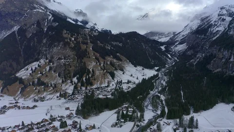 Aerial view, Flight to Kandersteg, behind the Dndenhorn, Frutigen-Niedersimme Stock Footage 104426327
