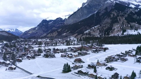 Aerial view, Flight to Kandersteg, behind the Dndenhorn, Frutigen-Niedersimme Stock Footage 104432190