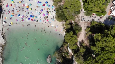 Aerial View, Flight over the bay of Cala pi Stock Footage 96281190