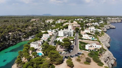 Aerial View, Flight over the bay of Cala pi Stock Footage 96281589