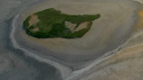 Aerial View: Flight over beautiful salt lake. Stock Footage 11519599