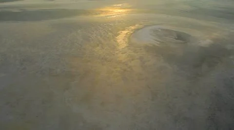 Aerial View: Flight over beautiful salt lake. Stock Footage 11519737