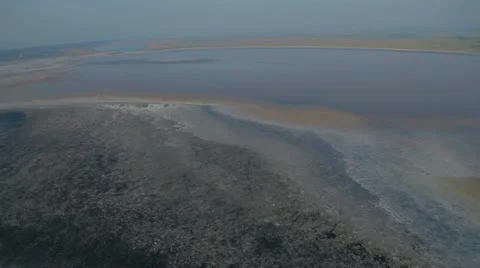 Aerial View: Flight over beautiful salt lake. Stock Footage 11520024