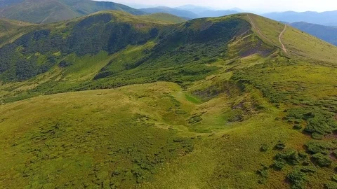 Aerial view: flight over the beautiful Ukrainian mountains Stock Footage 84322397