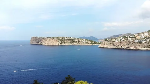 Aerial View, Flight over Cala LLamp, Costa DAndratx, Area Andratx, Stock Footage 96771891
