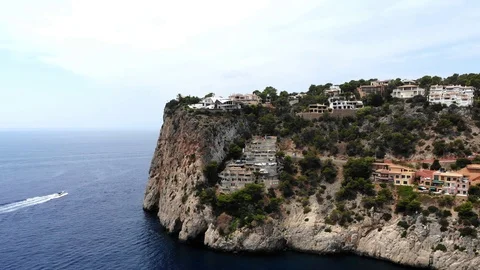 Aerial View, Flight over Cala LLamp, Costa DAndratx, Area Andratx, Stock Footage 96772329