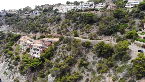 Aerial View, Flight over Cala LLamp, Costa DAndratx, Area Andratx, Stock Footage 96772346